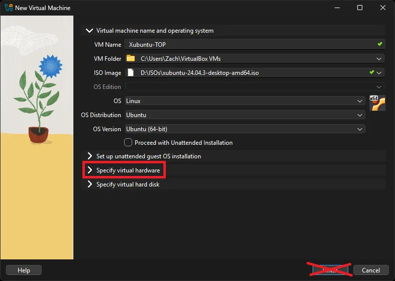 New Virtual Machine screen