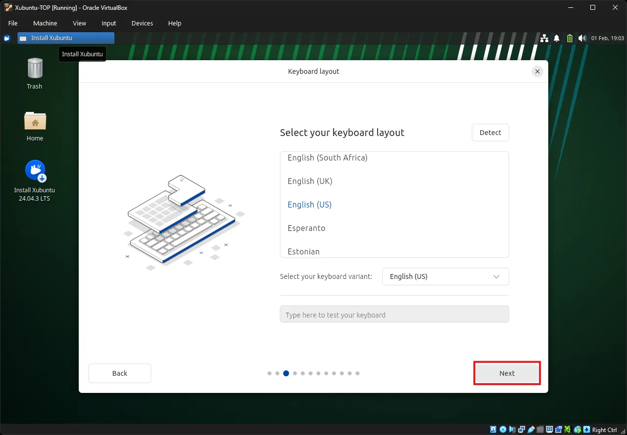 Select your keyboard layout